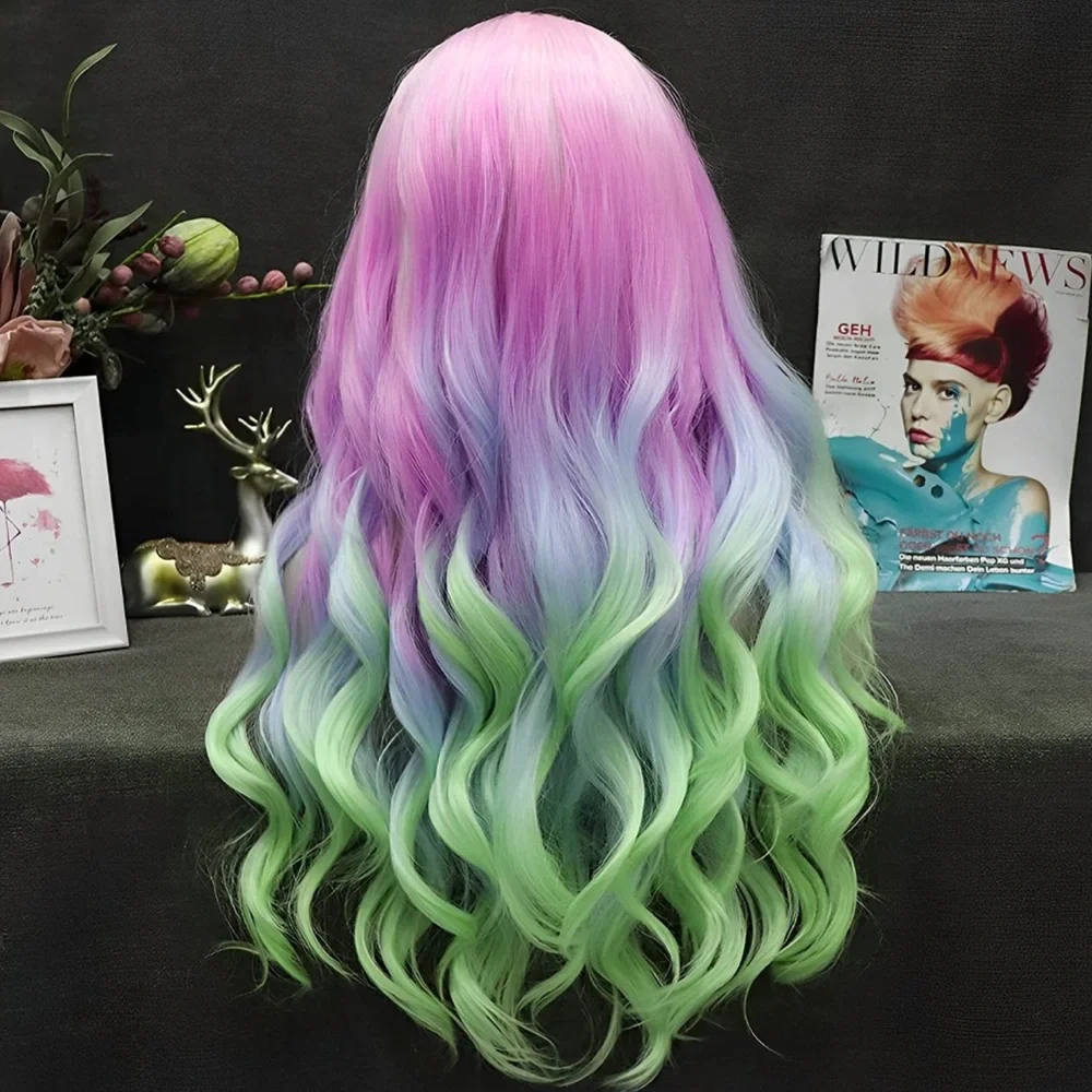 - 💜 24”  RAINBOW 🌈 UNICORN 🦄 BODY WAVY LACE FRONT WIG *NEW*